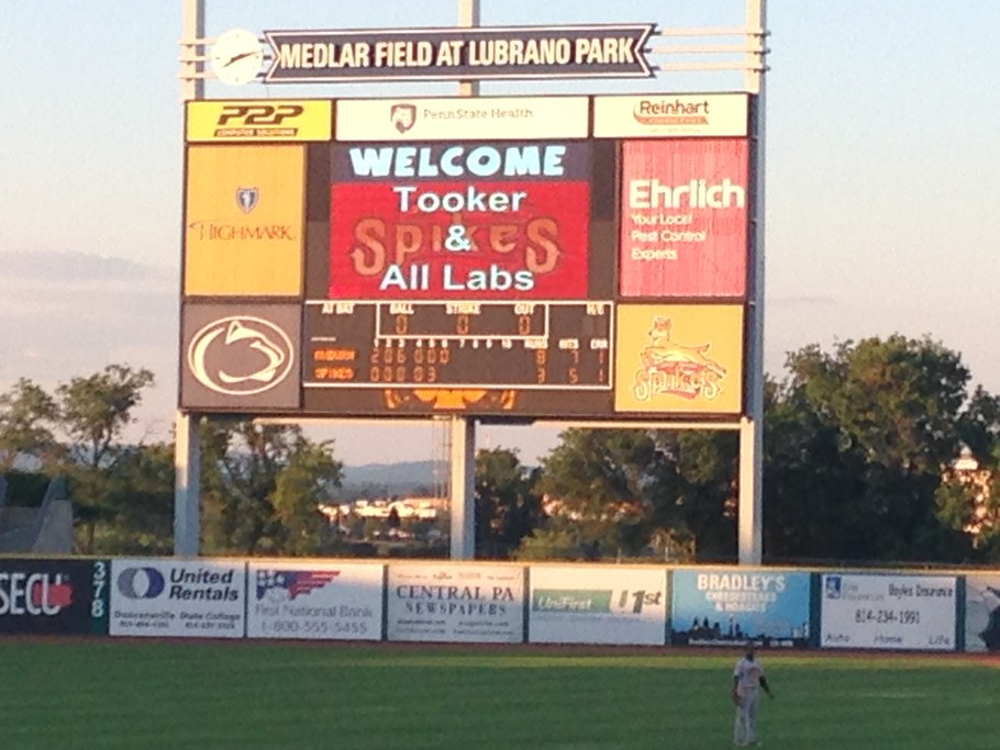 The Tooker and Ali labs made this a joint outing in July 2017, but there was an unfortunate misspelling acknowledging our presence, giving the impression that the Tooker lab and "all" other labs attended the game.  Alas, it was just the Ali lab that joined us, much to Jared Ali's dismay.